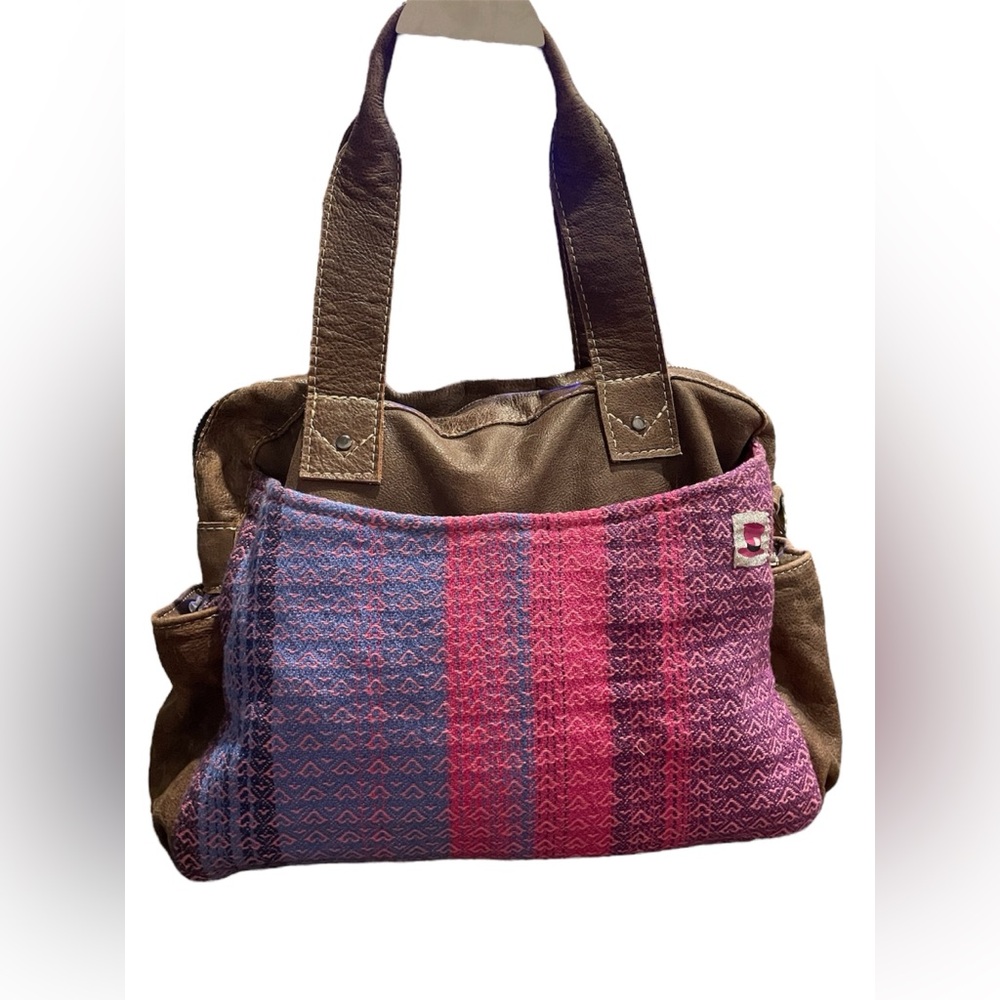 Mad Hatter Hand Made  Brown and Pink Women's Shoulder Bag